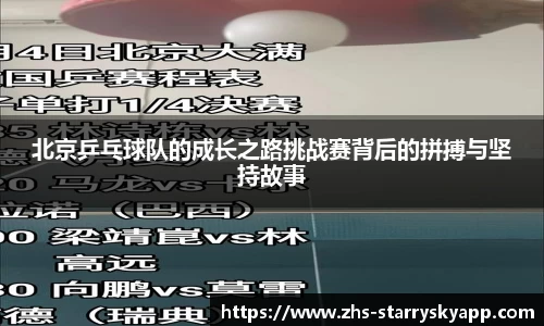 北京乒乓球队的成长之路挑战赛背后的拼搏与坚持故事